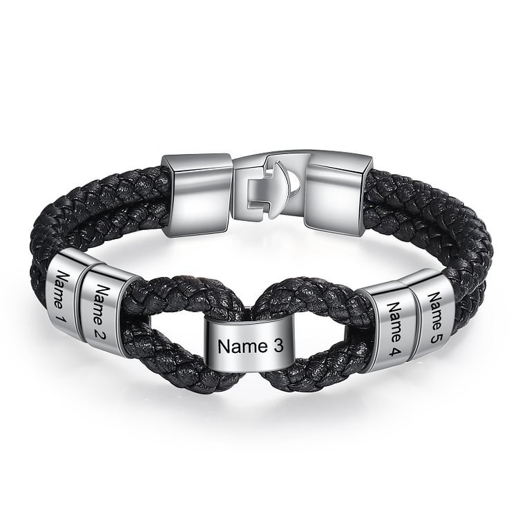 À mon Papa - 1-7 Noms Bracelet Cuir tressé Personnalisés Homme