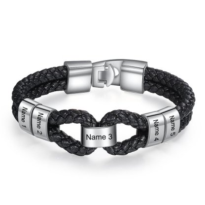 À mon Papa - 1-7 Noms Bracelet Cuir tressé Personnalisés Homme