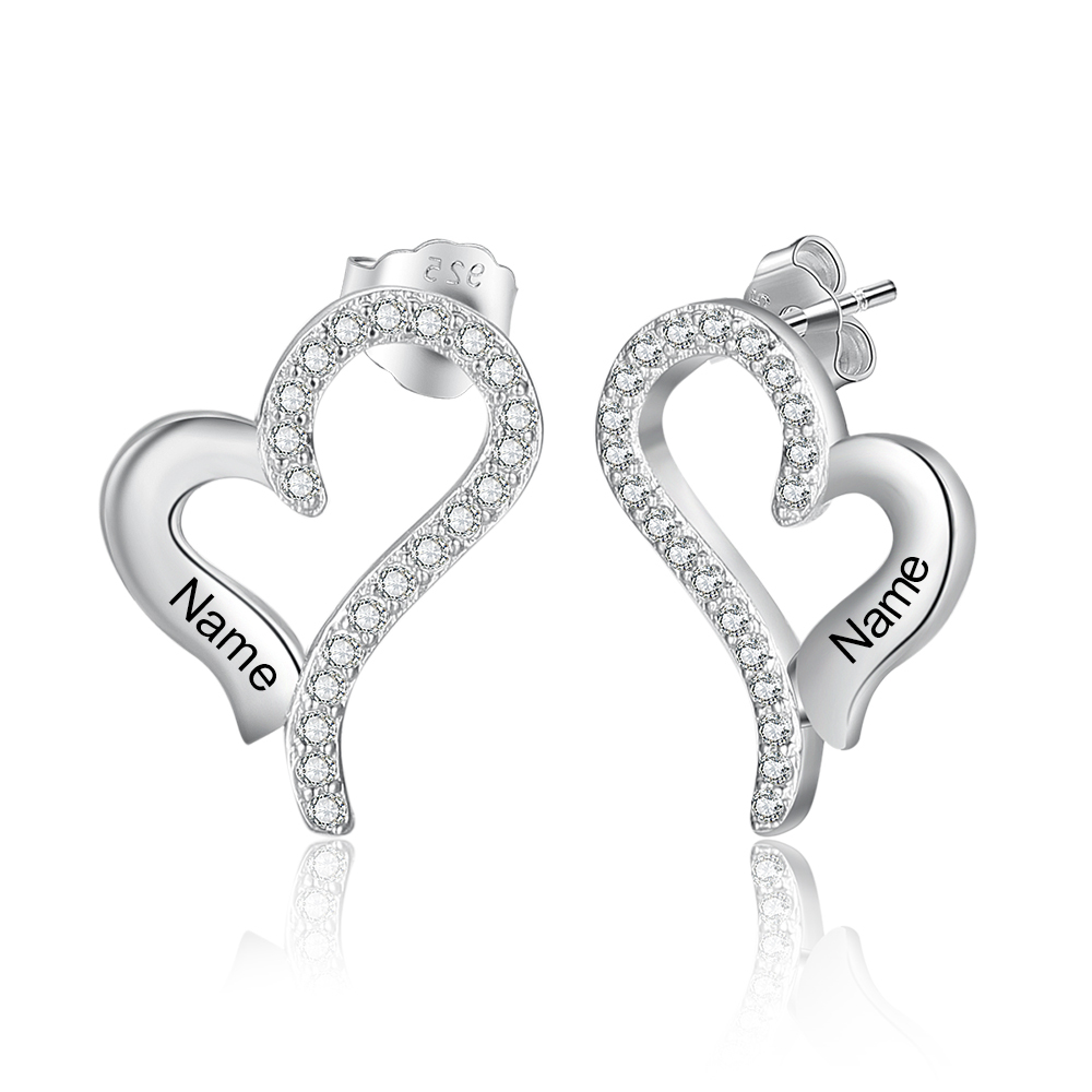 Boucles d'Oreilles cœur Prénom Personnalisé