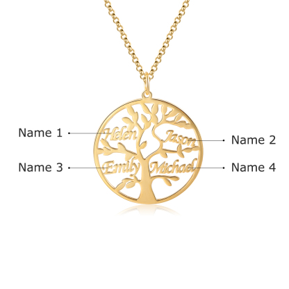 Collier Argent Arbre de vie Arbre généalogique 4 prenoms