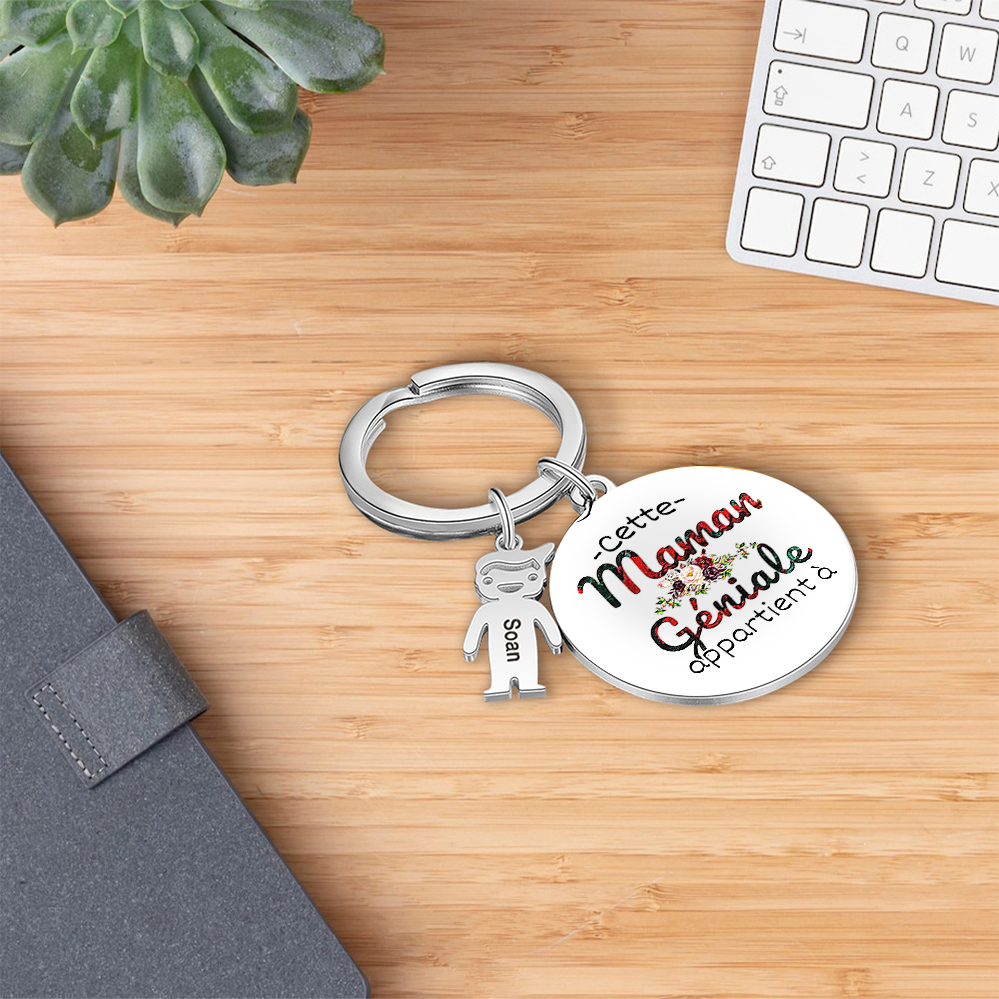 À Ma Maman - 1-5 Noms Porte-Clés Personnalisés Avec Breloques Enfants