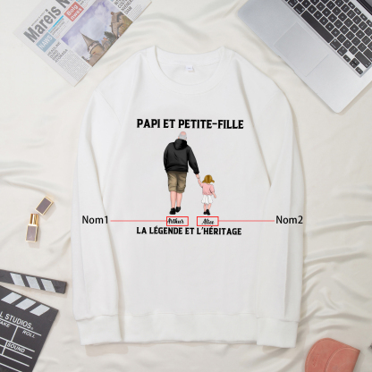 À mon Papi - Sweat-Shirt Papi et Petite-Fille 2 Prénoms Personnalisés