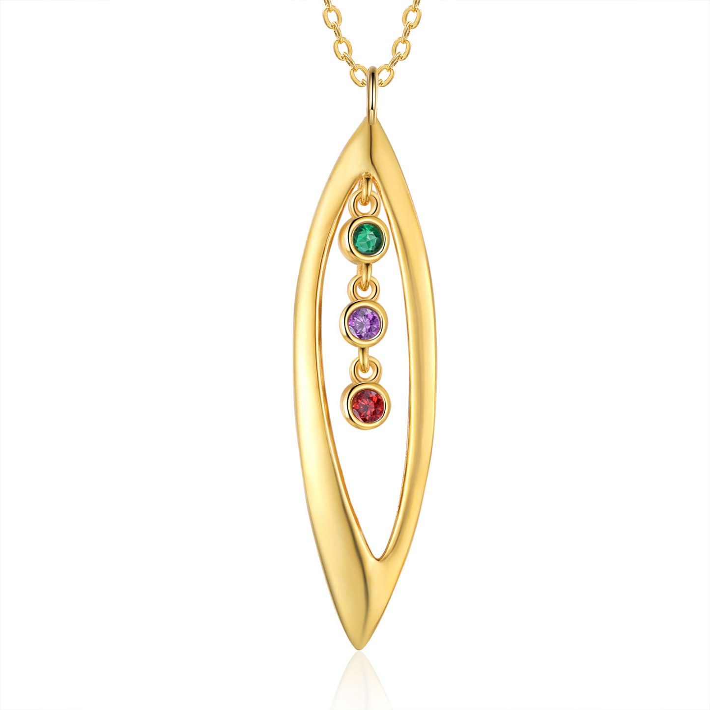 Collier Pendentif Feuilles 1 Prénom et 3 Pierres de Naissance Personnalisés Collier Femmes | Jessemade
