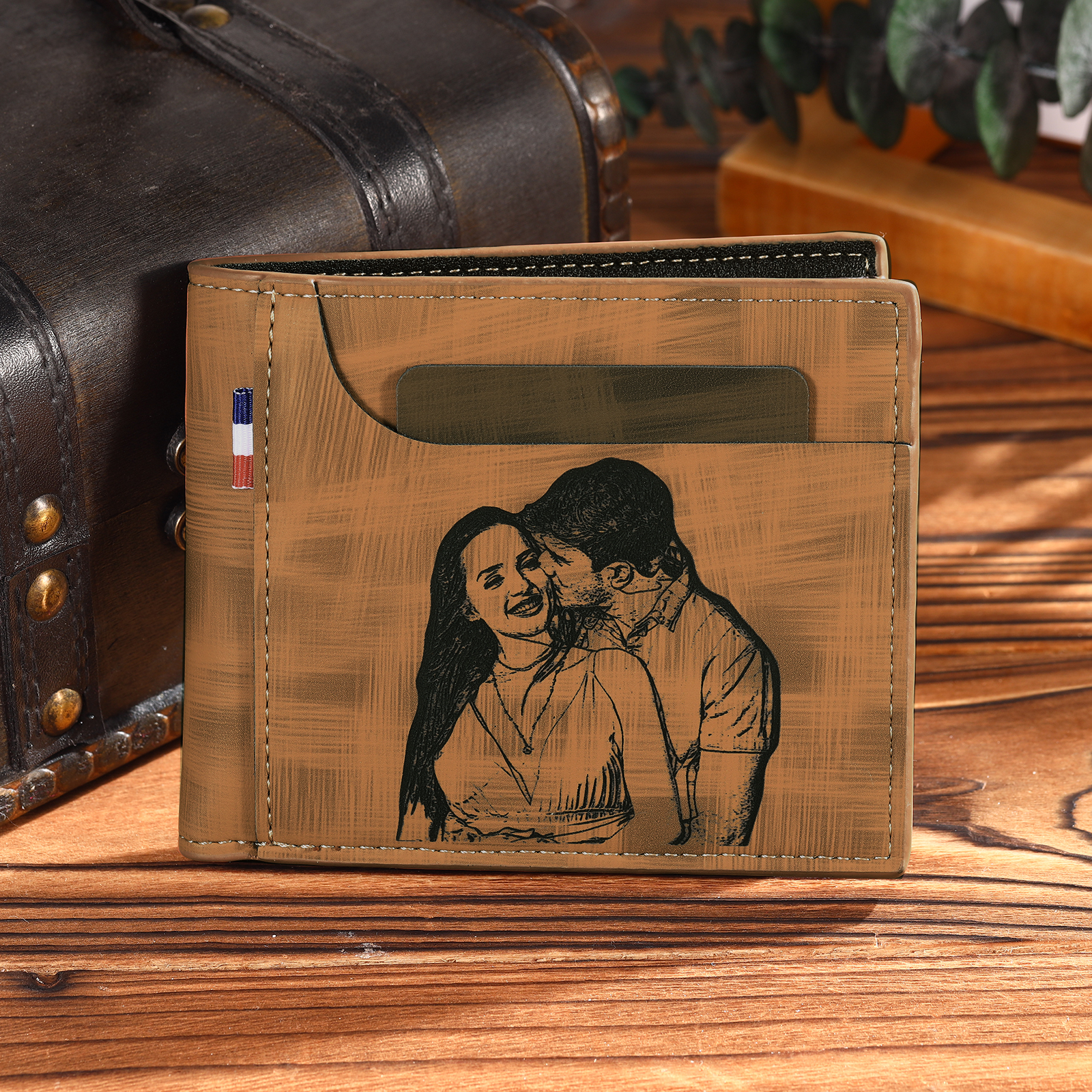 Portefeuille Classique 1 Prénom et Lettre Personnalisés avec Photo Porte-Monnaie Carte