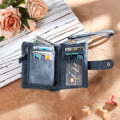 Portefeuille Fleur de naissance avec chaîne 1 Prénom Personnalisé Porte-Monnaie Carte pour Femmes cadeau pour femme anniversaire | Jessemade