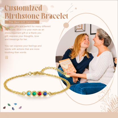 Bracelet Femme Personnalisés avec 4 Pierres de Naissance