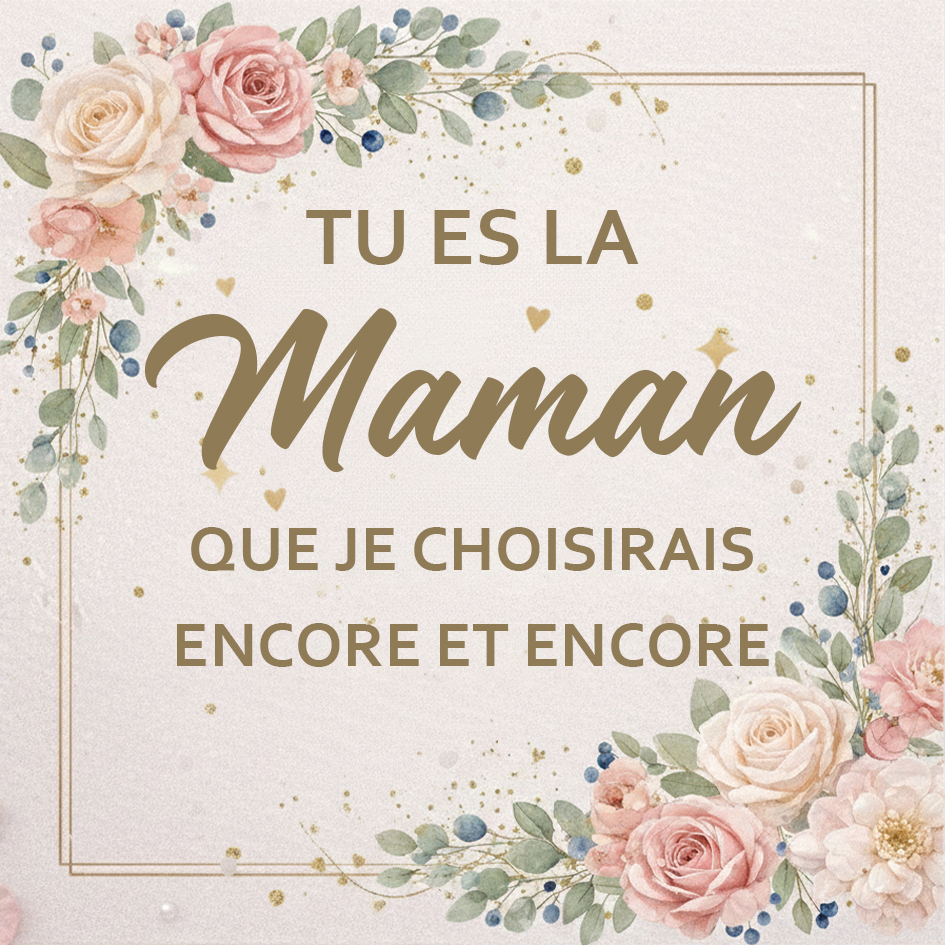 Carte pour Maman avec motif floral et message