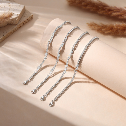 Bracelet Prénom Personnalisé Femme, Bracelet Tennis scintillant avec chaîne réglable
