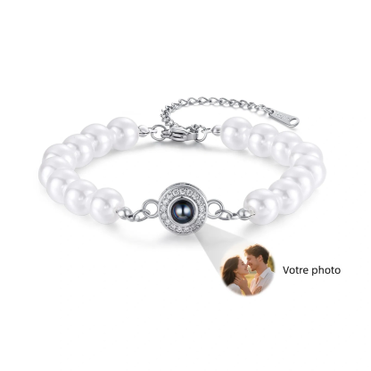 Bracelet perlé avec projection photo personnalisée – Cadeau pour Femme, Maman, Amie