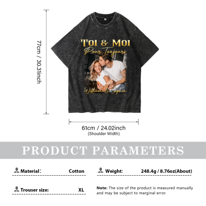 T-Shirt Personnalisé avec Photo et Prénoms T-Shirt en noir pour Couple | Jessemade