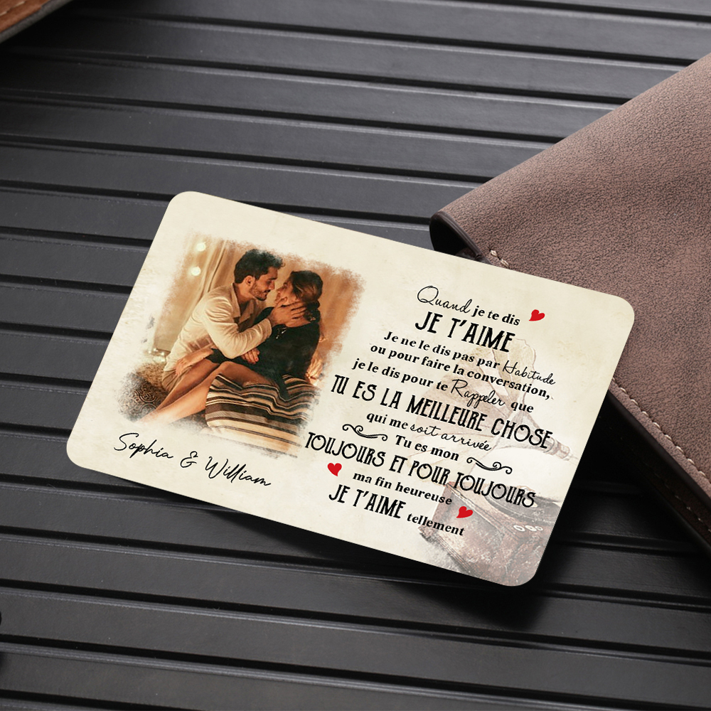 Carte Métallique Personnalisée avec Photo et Message d'Amour – Cadeau Unique et Pratique | Jessemade
