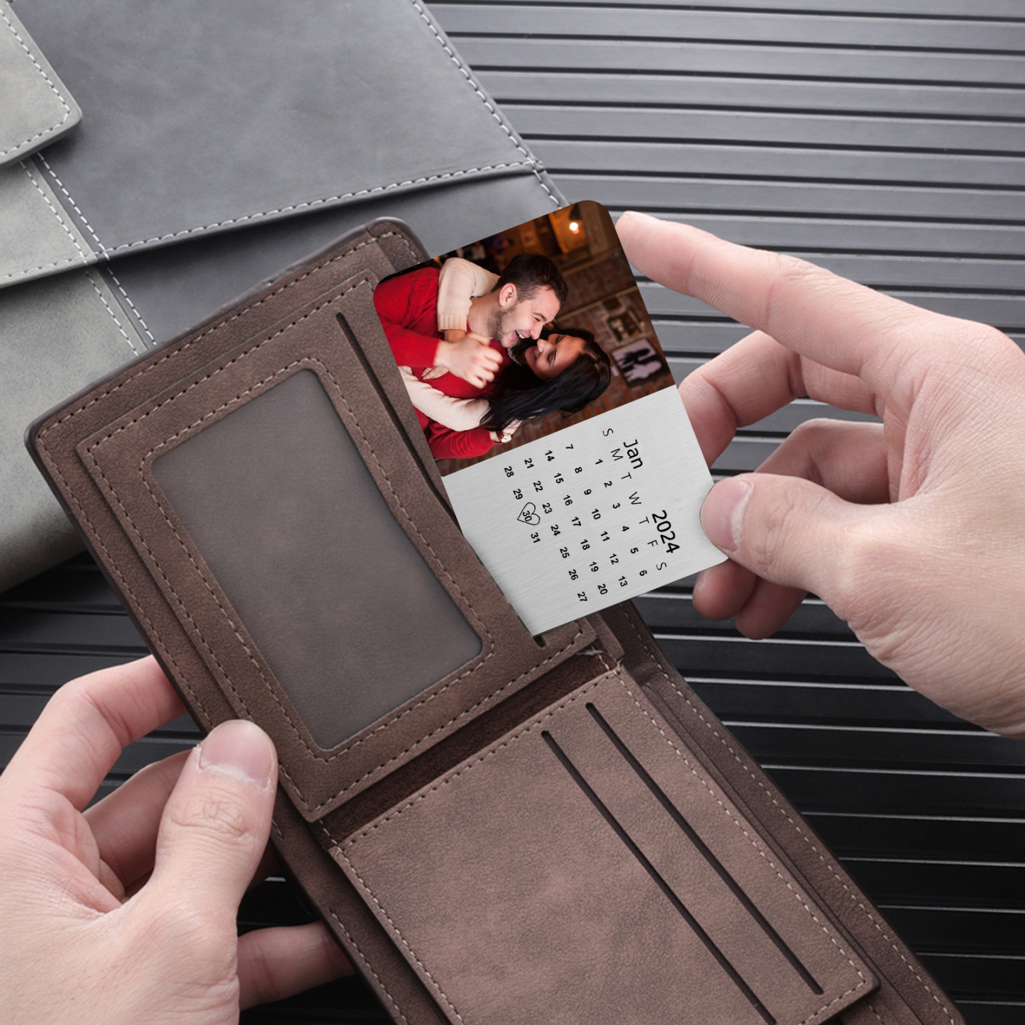 Carte Portefeuille Personnalisée avec Photo et Date Carte Porte-Monnaie pour Couple La Saint-Valentin | Jessemade