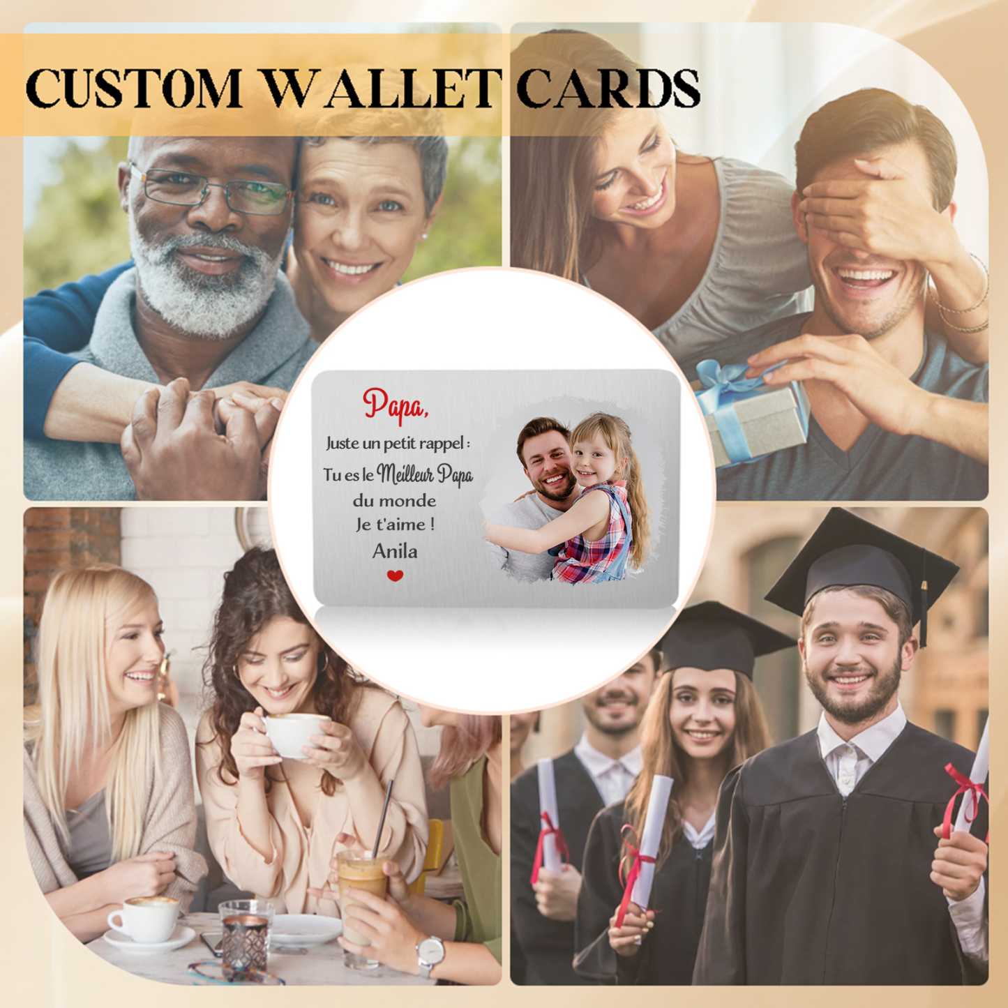 À Papa - Carte Portefeuille Personnalisée avec Photo et Prénom Carte Porte-Monnaie pour Père | Jessemade