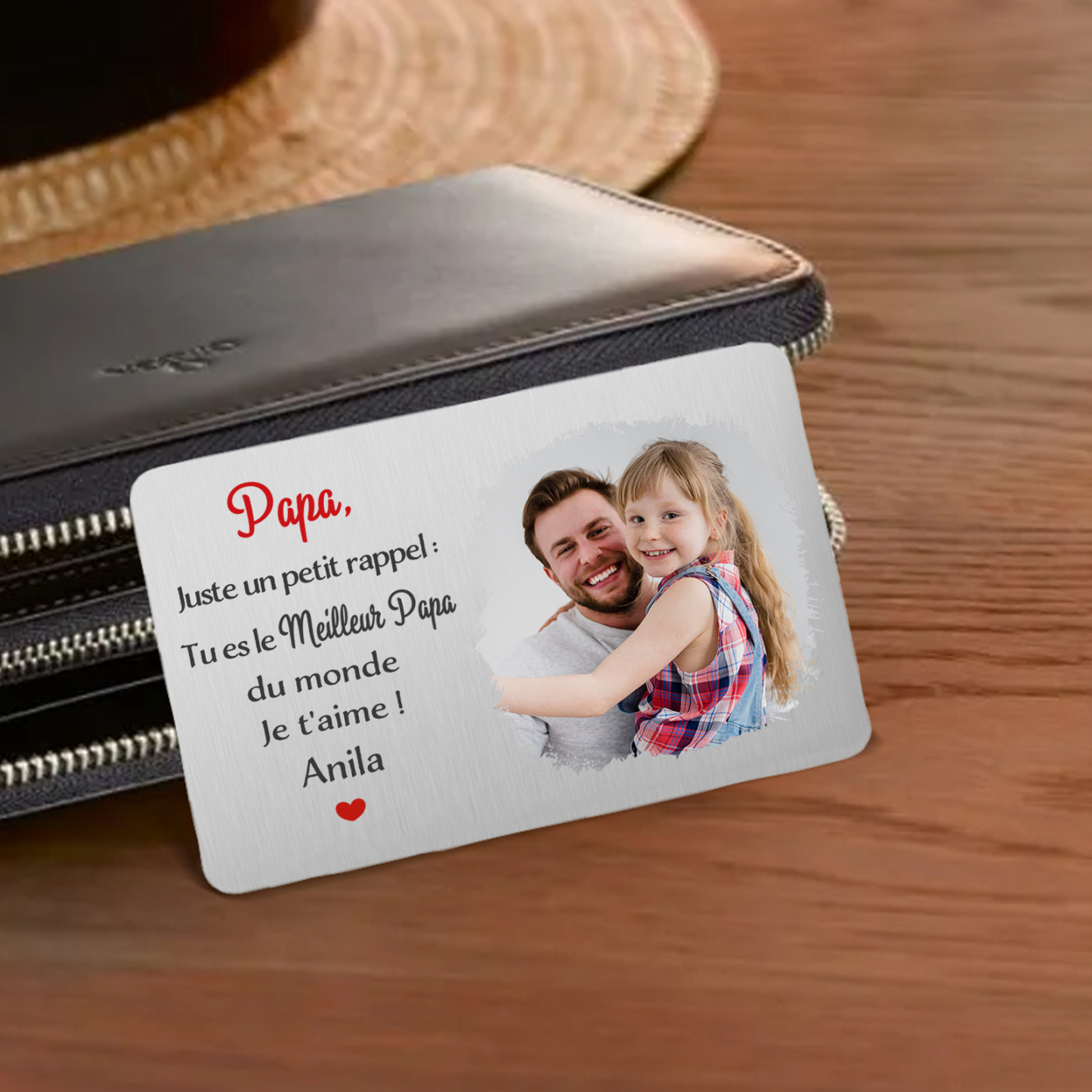 À Papa - Carte Portefeuille Personnalisée avec Photo et Prénom Carte Porte-Monnaie pour Père | Jessemade