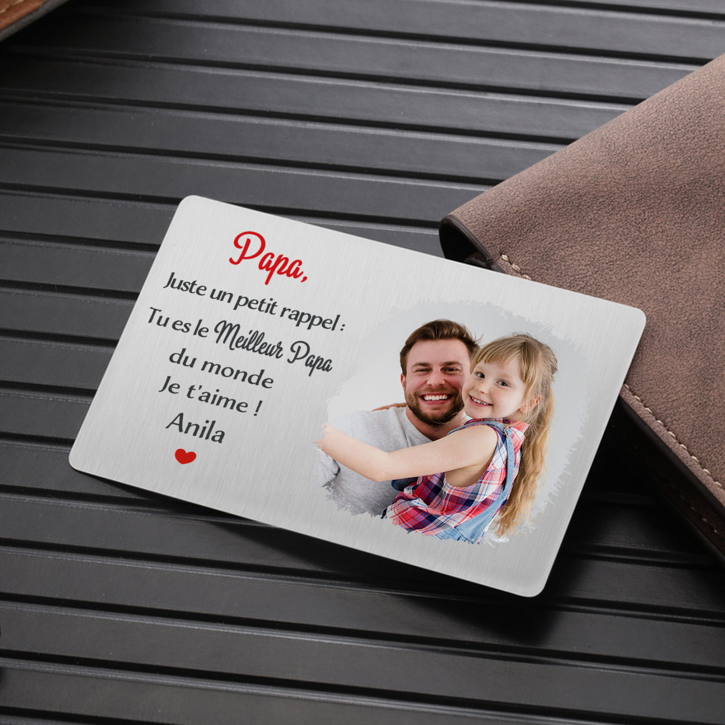 À Papa - Carte Portefeuille Personnalisée avec Photo et Prénom Carte Porte-Monnaie pour Père | Jessemade