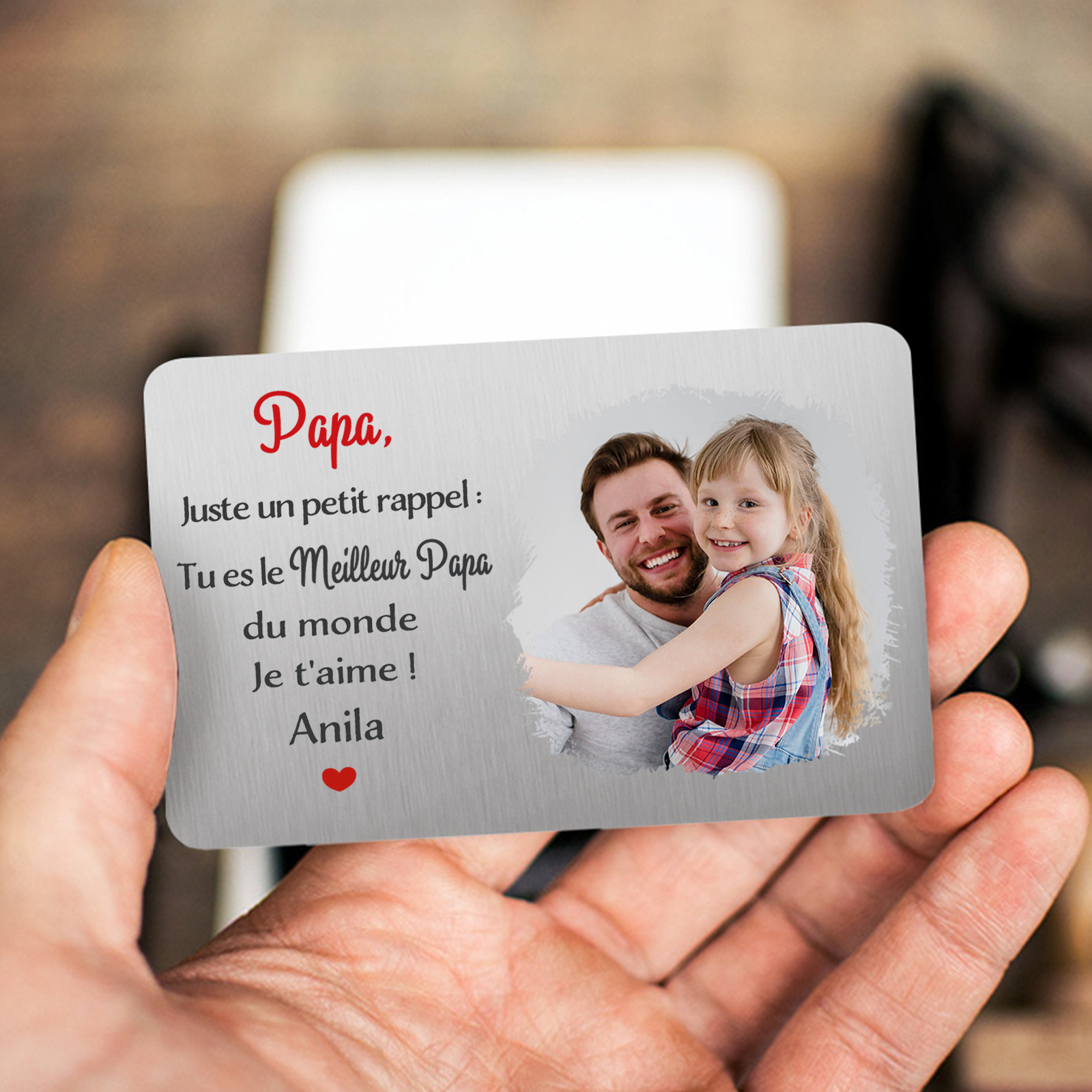 À Papa - Carte Portefeuille Personnalisée avec Photo et Prénom Carte Porte-Monnaie pour Père | Jessemade
