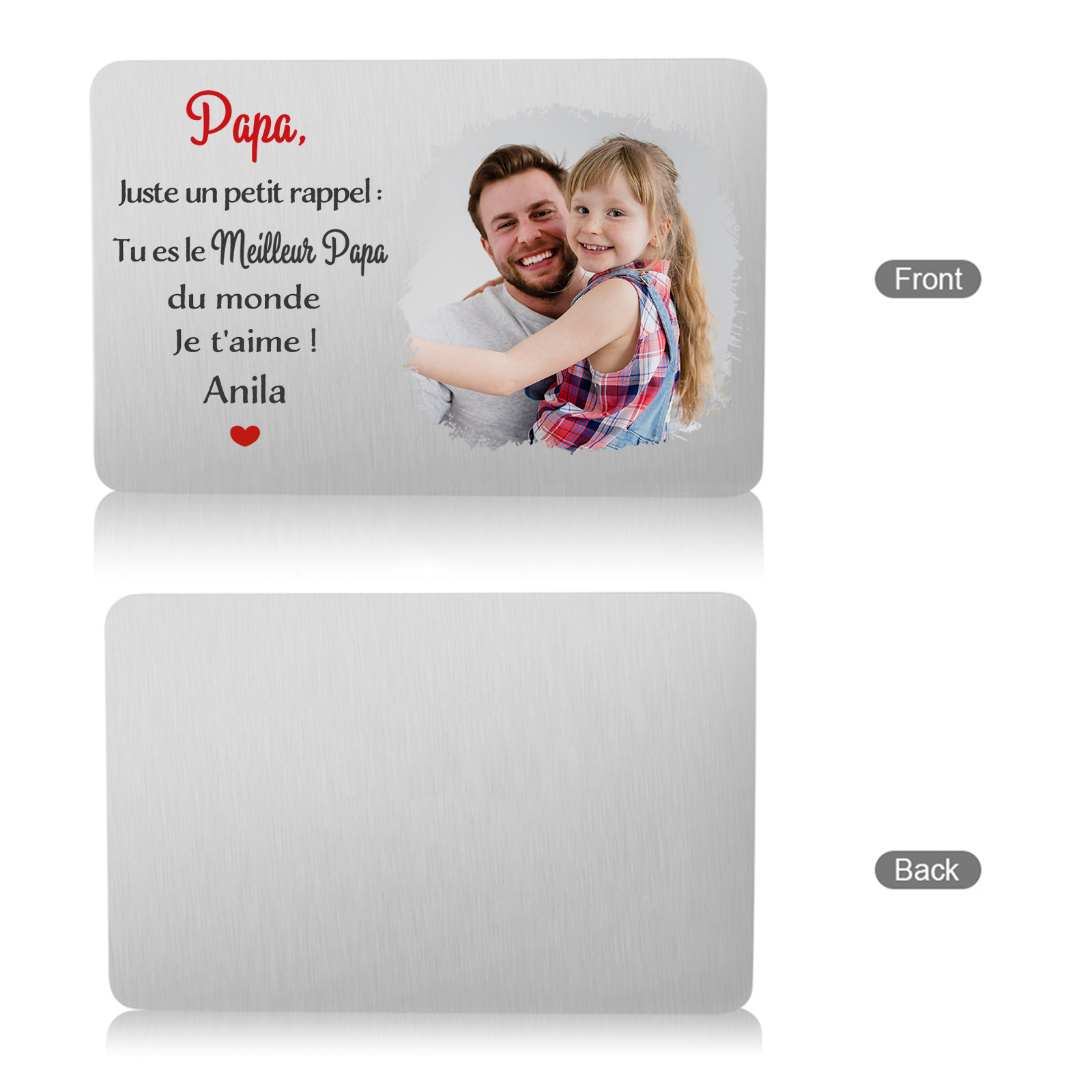 À Papa - Carte Portefeuille Personnalisée avec Photo et Prénom Carte Porte-Monnaie pour Père | Jessemade