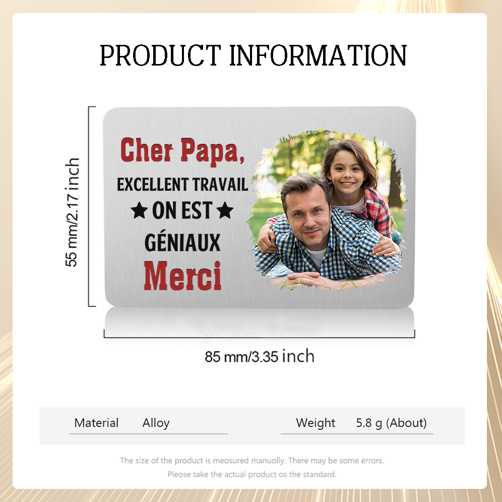 À Papa - Carte Portefeuille Photo Personnalisée Carte Porte-Monnaie pour Papa | Jessemade