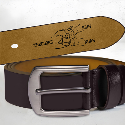Ceinture en cuir personnalisée avec gravure de noms – Cadeau élégant pour homme | Jessemade