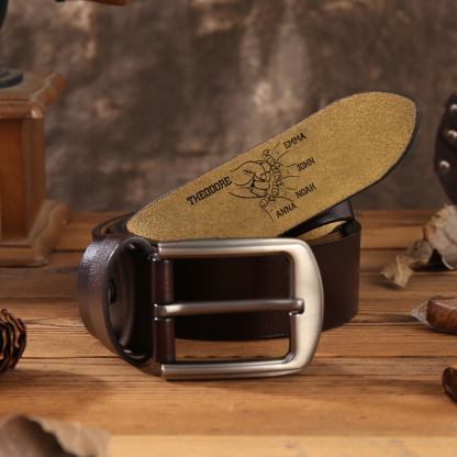 À Papa/Papi - Ceinture en Cuir Poing 6 Prénoms Personnalisés Avec Initiale Cadeau pour Homme | Jessemade