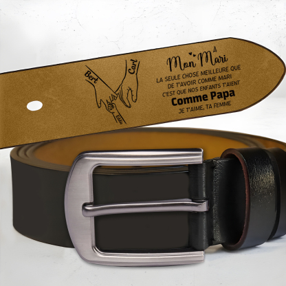 Ceinture en cuir personnalisée pour homme – Ajustable et gravée, cadeau unique | Jessemade