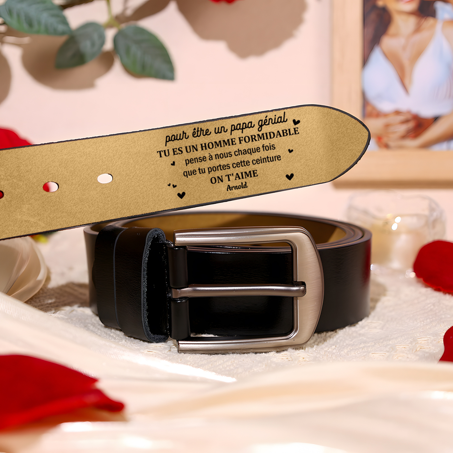 À Papa - Ceinture en Cuir Personnalisé Avec 1 Prénom Cadeau pour Homme | Jessemade