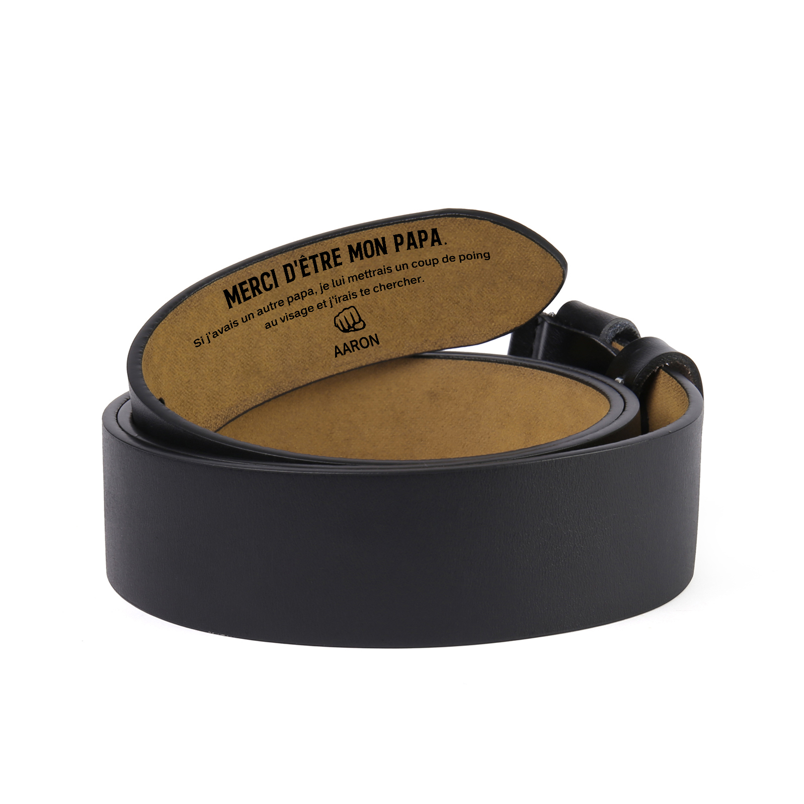 À mon Papa - Ceinture Poing en Cuir Personnalisé avec 2 Prénoms 'Merci d'être mon papa' Cadeau pour Homme | Jessemade