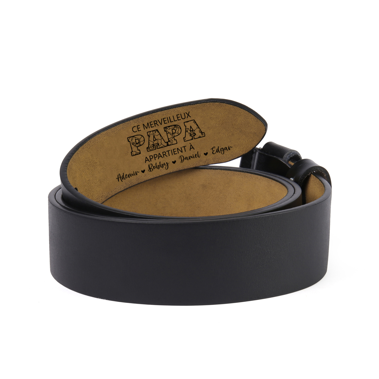 À mon Papa - Ceinture en Cuir Personnalisé avec 5 Prénoms et Lettre Cadeau pour Homme | Jessemade