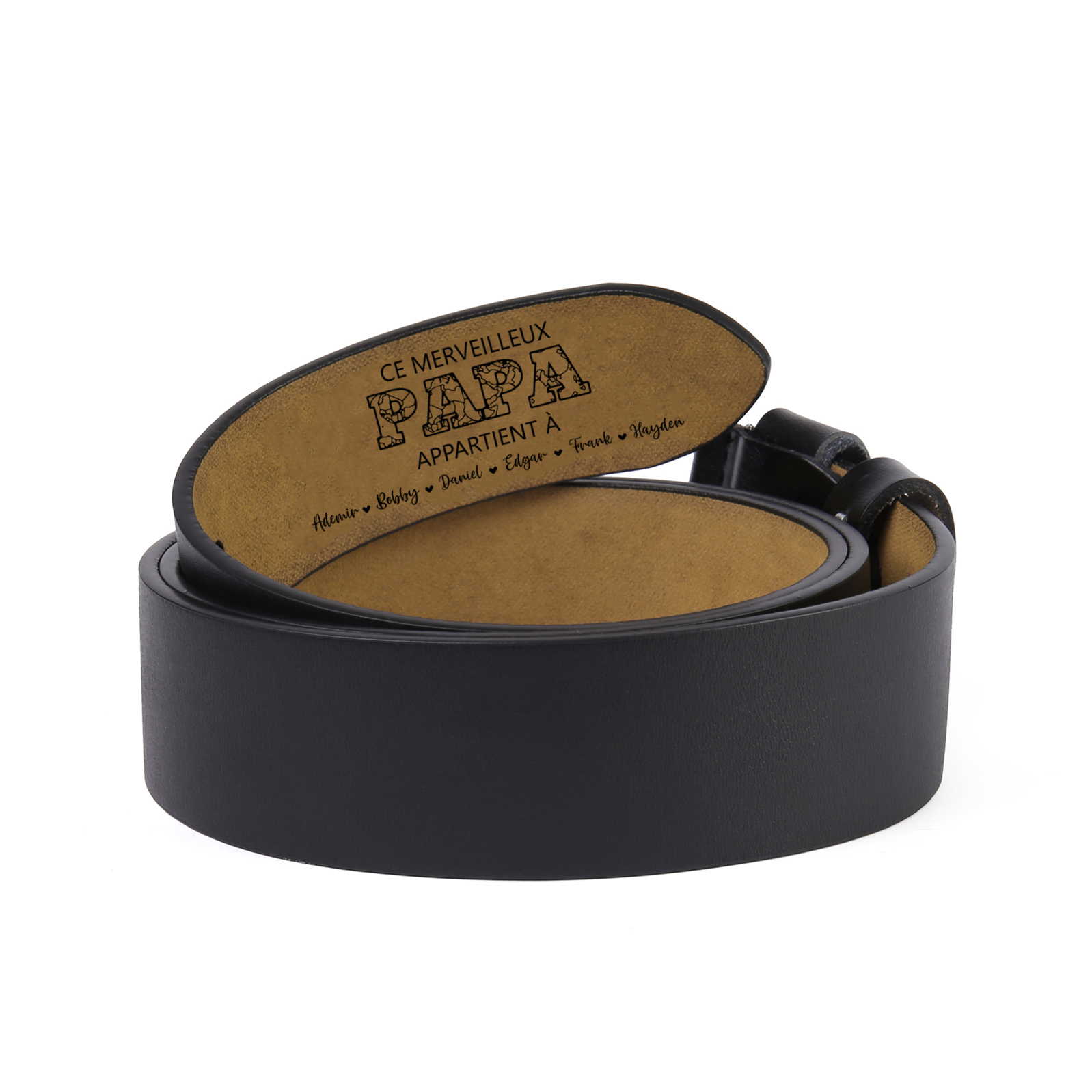 À mon Papa - Ceinture en Cuir Personnalisé avec 7 Prénoms et Lettre Cadeau pour Homme | Jessemade