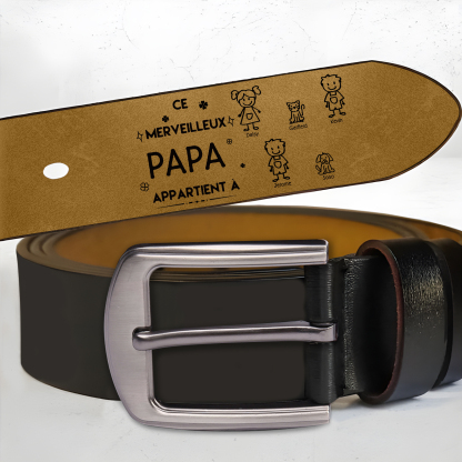 Ceinture en cuir personnalisée avec prénoms pour Papa – Cadeau utile et émouvant pour la fête des pères | Jessemade