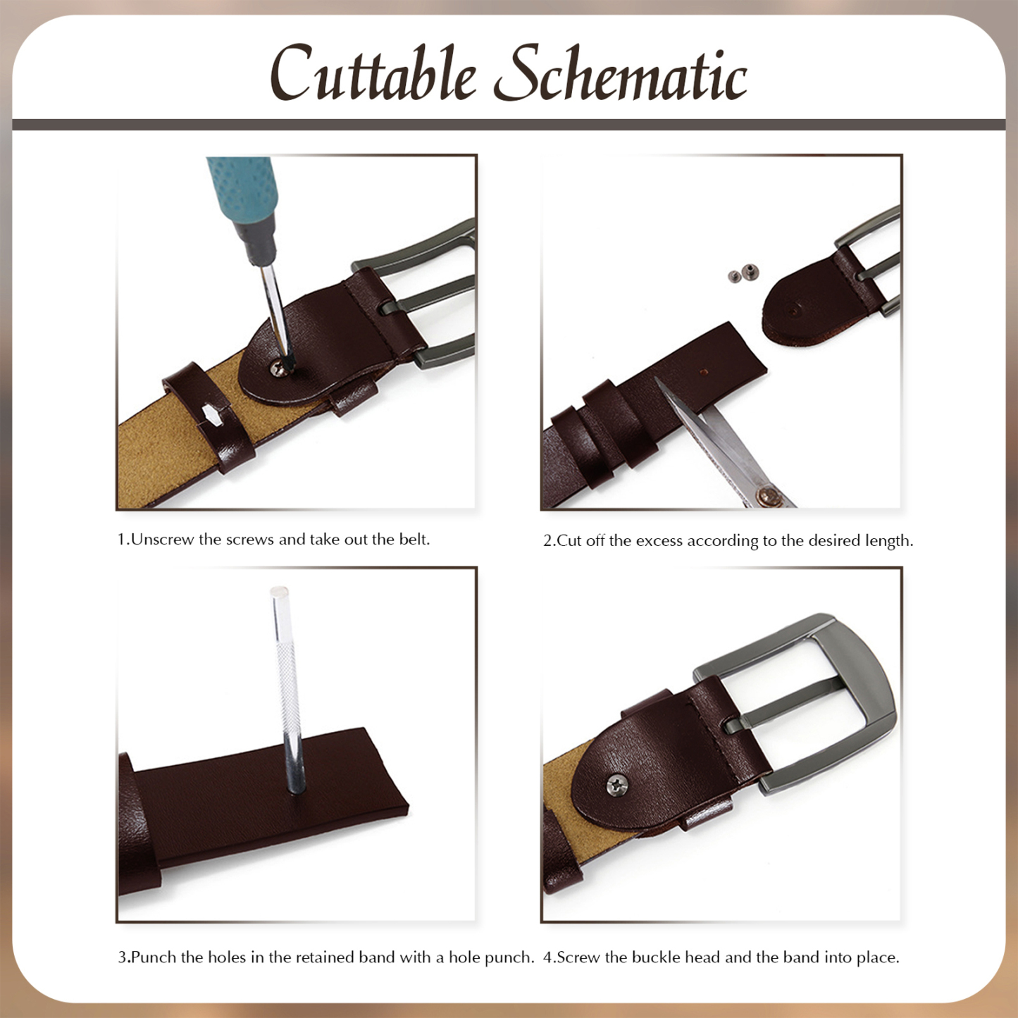 À mon Papa - Ceinture Poing en cuir personnalisée avec 5 prénoms et Lettre Cadeau pour Homme | Jessemade