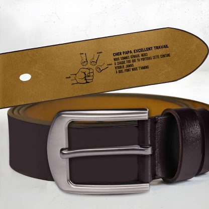 Ceinture en cuir personnalisée avec message pour papa – Cadeau pratique et plein d’amour | Jessemade