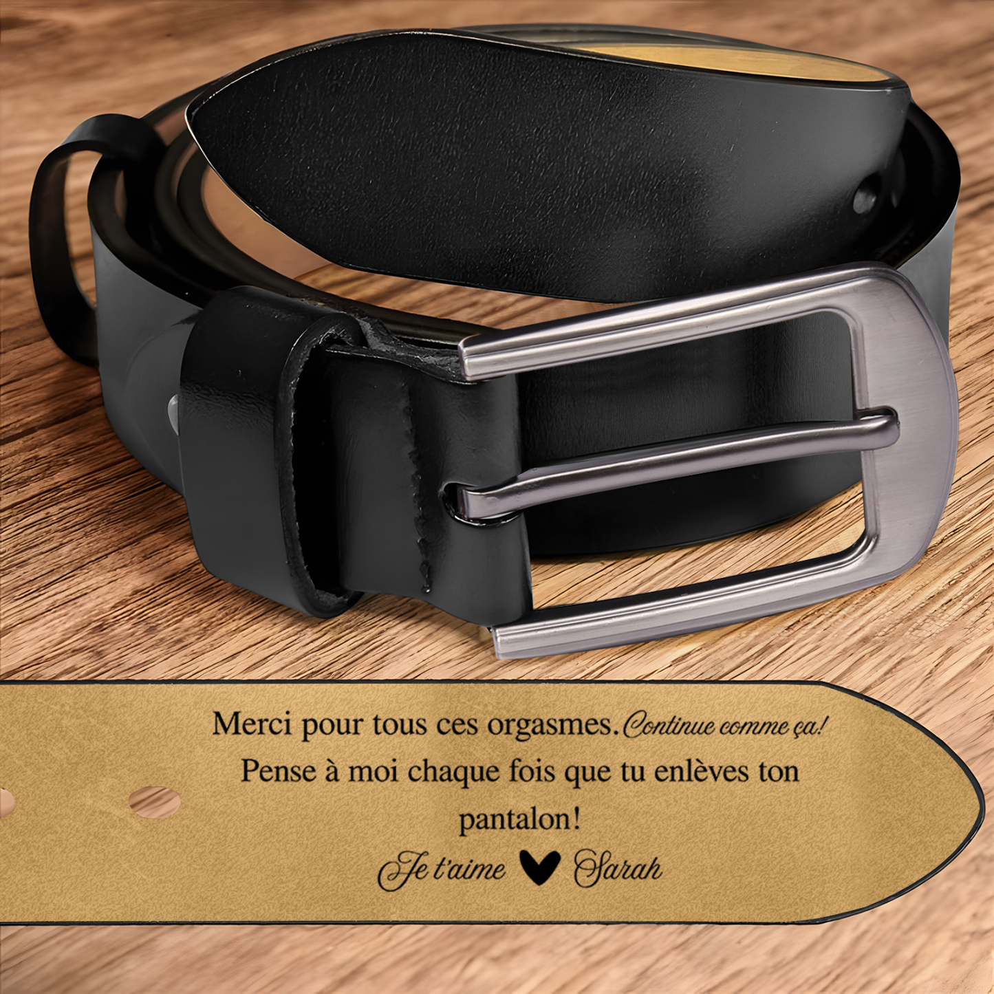 À mon Homme - Ceinture en Cuir Personnalisé avec 1 Prénom et Texte "Merci pour tous ces orgasmes Continue comme ça " Cadeau pour Homme | Jessemade