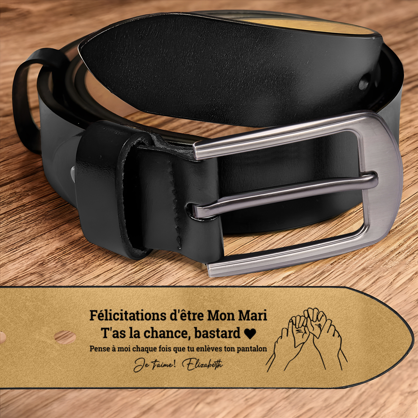 À mon Mari - Ceinture en Cuir Personnalisé avec Texte Cadeau pour Homme | Jessemade