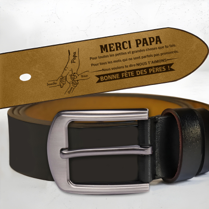Ceinture en cuir personnalisée pour Papa avec gravure et prénoms – Cadeau fête des pères utile et émotionnel | Jessemade