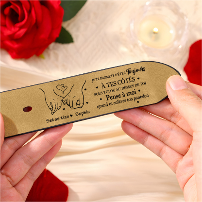 Ceinture Homme Personnalisée avec Message Amoureux et Coquin – Cadeau Romantique pour Couple, Mari ou Petit Ami