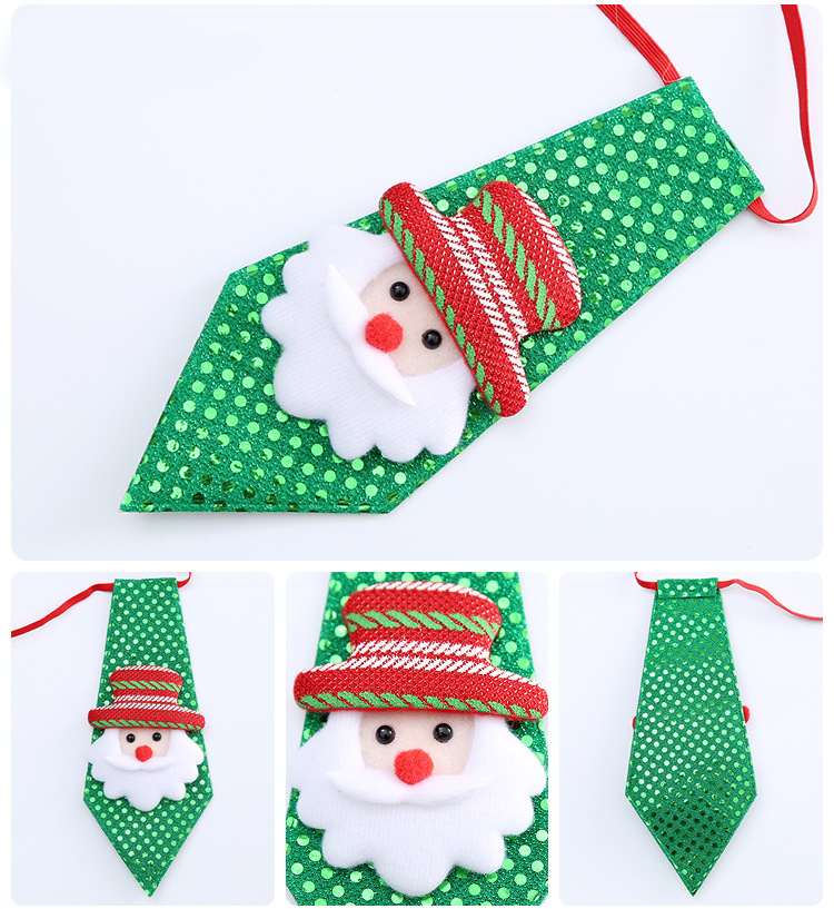 Cravate de Noël Rouge et Verte avec Rennes et Père Noël Cadeau pour enfant | Jessemade