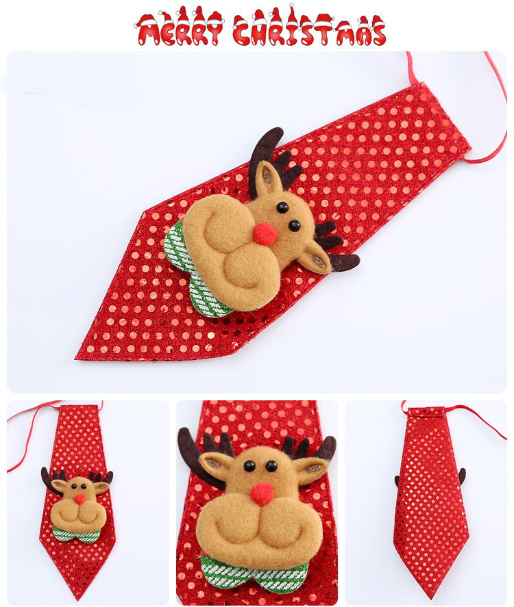 Cravate de Noël Rouge et Verte avec Rennes et Père Noël Cadeau pour enfant | Jessemade
