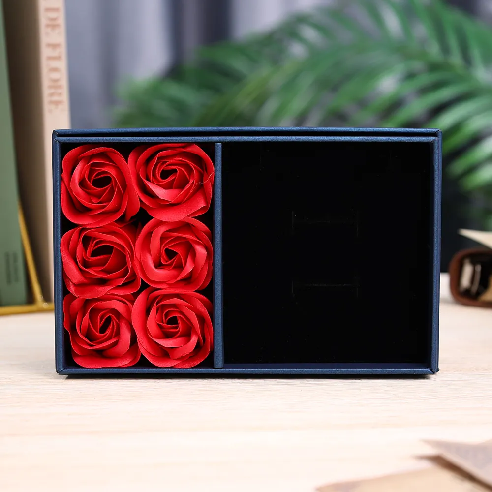 Boîte exquis de roses artificielles réalistes Coffret Bleu