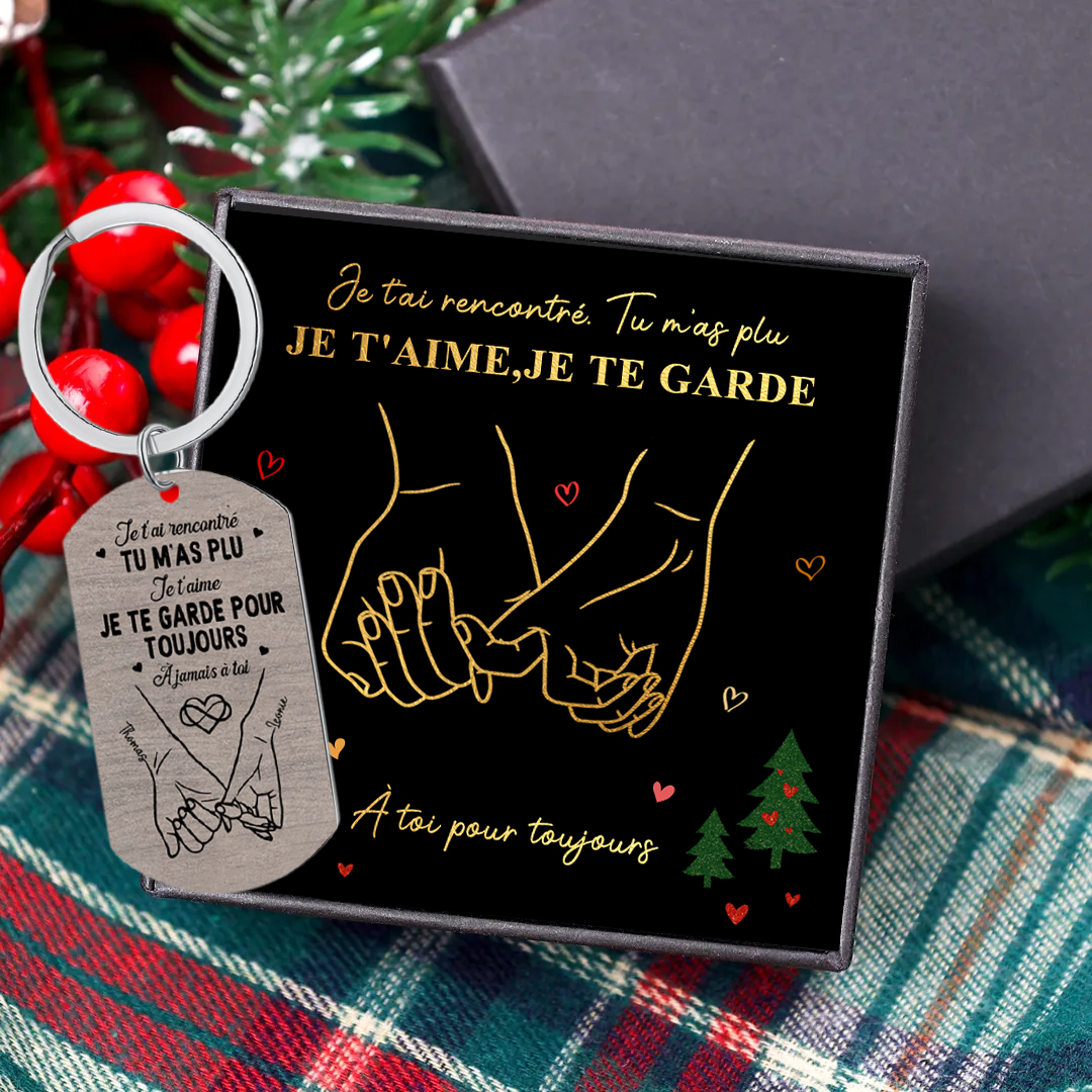 Porte-Clés Couple Câlin Personnalisé - Je te garde pour toujours