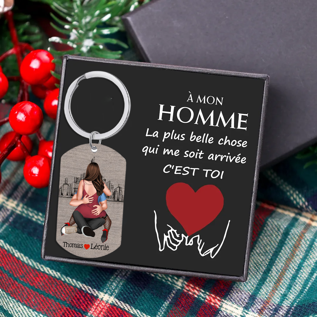 Porte-Clés Couple Câlin Personnalisé - Je te garde pour toujours