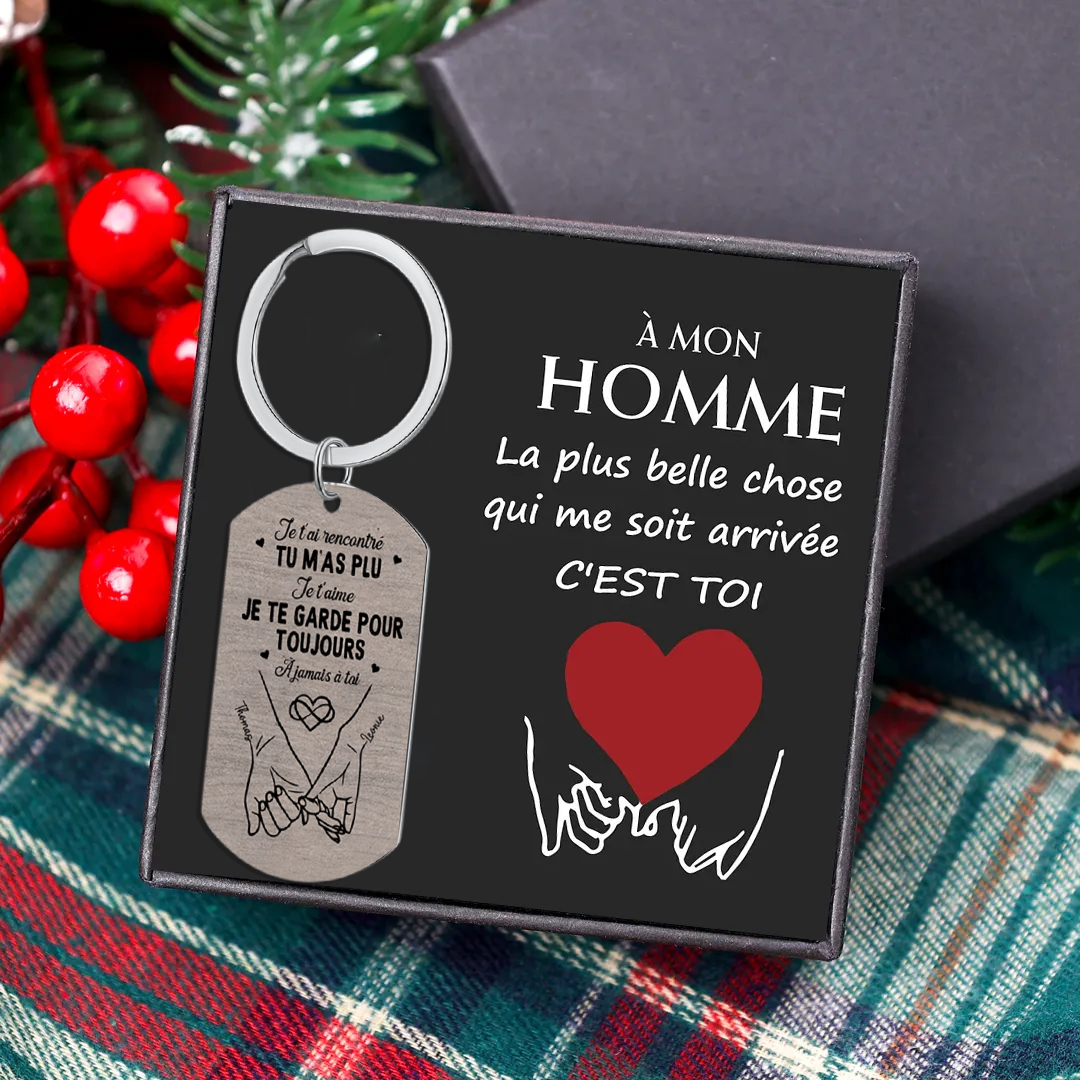 Porte-Clés Couple Câlin Personnalisé - Je te garde pour toujours