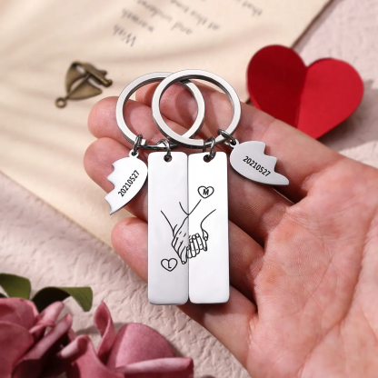 Porte-Clés en Commun Personnalisés avec Date et Lettres Cadeau Coffret pour Couple | Jessemade