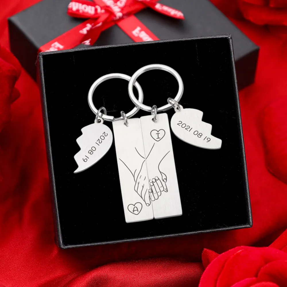 Porte-clés Couple Personnalisés - Gravure Prénoms et Dates | Jessemade