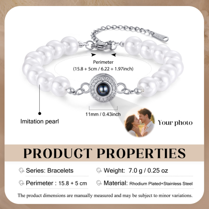 Bracelet perlé avec projection photo personnalisée – Cadeau pour Femme, Maman, Amie