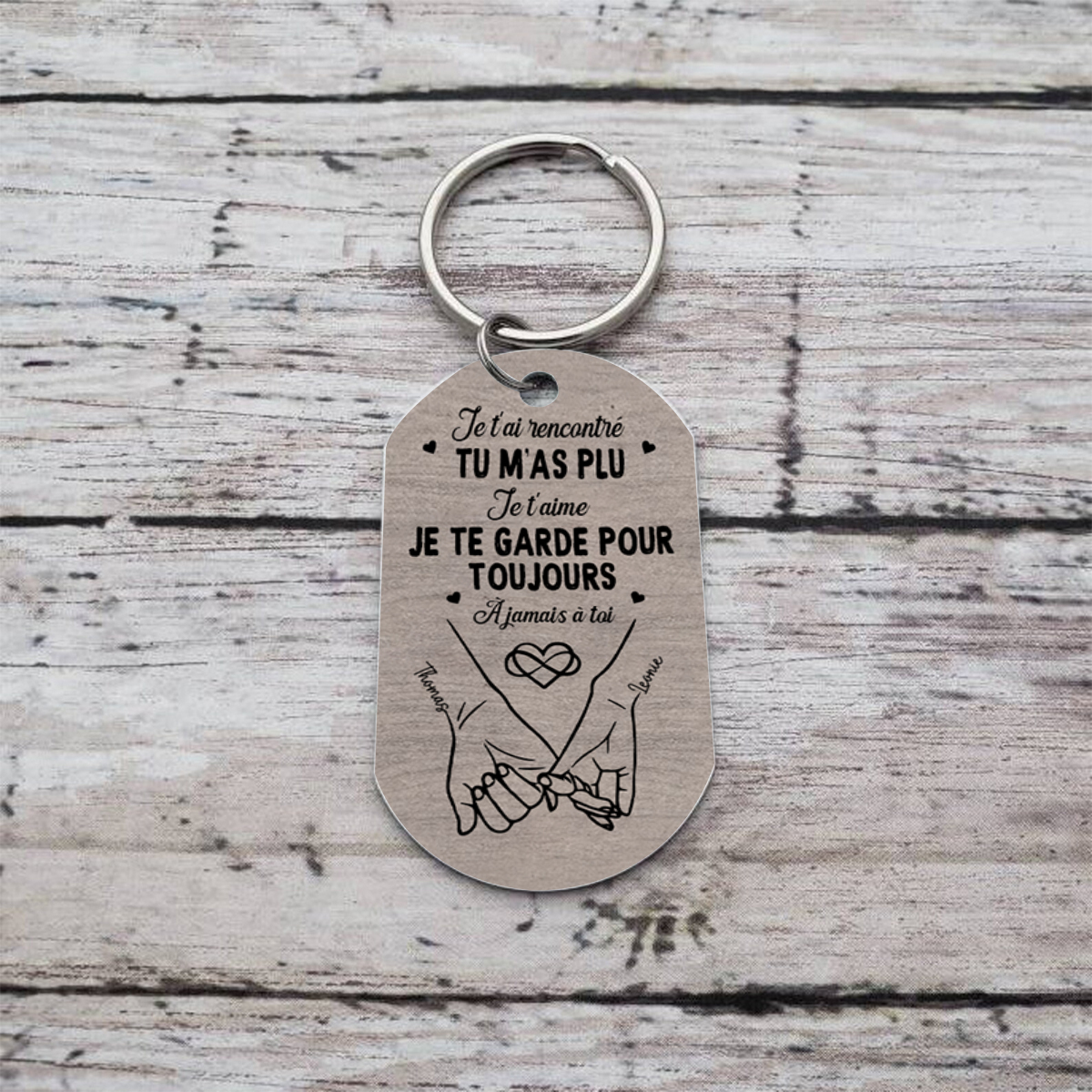 Porte-Clés Couple Câlin Personnalisé - Je te garde pour toujours