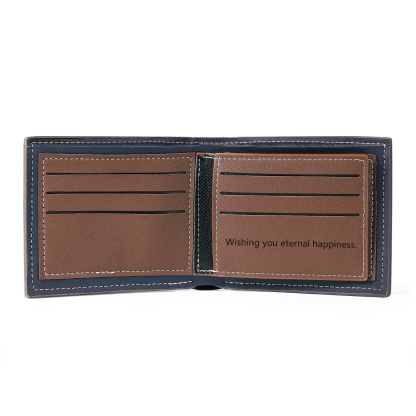 Portefeuille Homme Bicolore Personnalisé en cuir PU, à deux volets, personnalisé avec Photo, Calendrier, Initiales ou Prénom