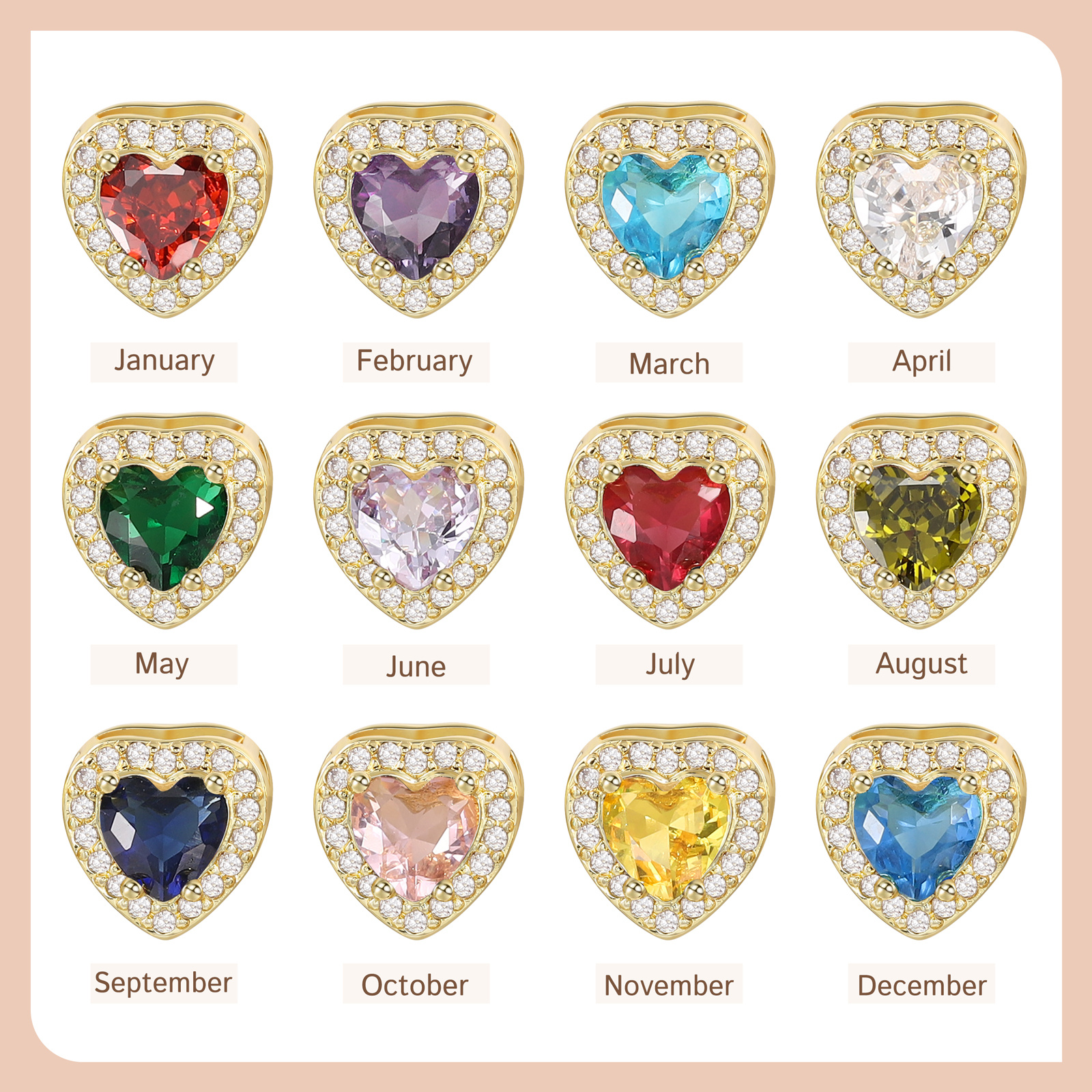 Collier Personnalisé avec Initiale et Pierre de Naissance en forme de Cœur