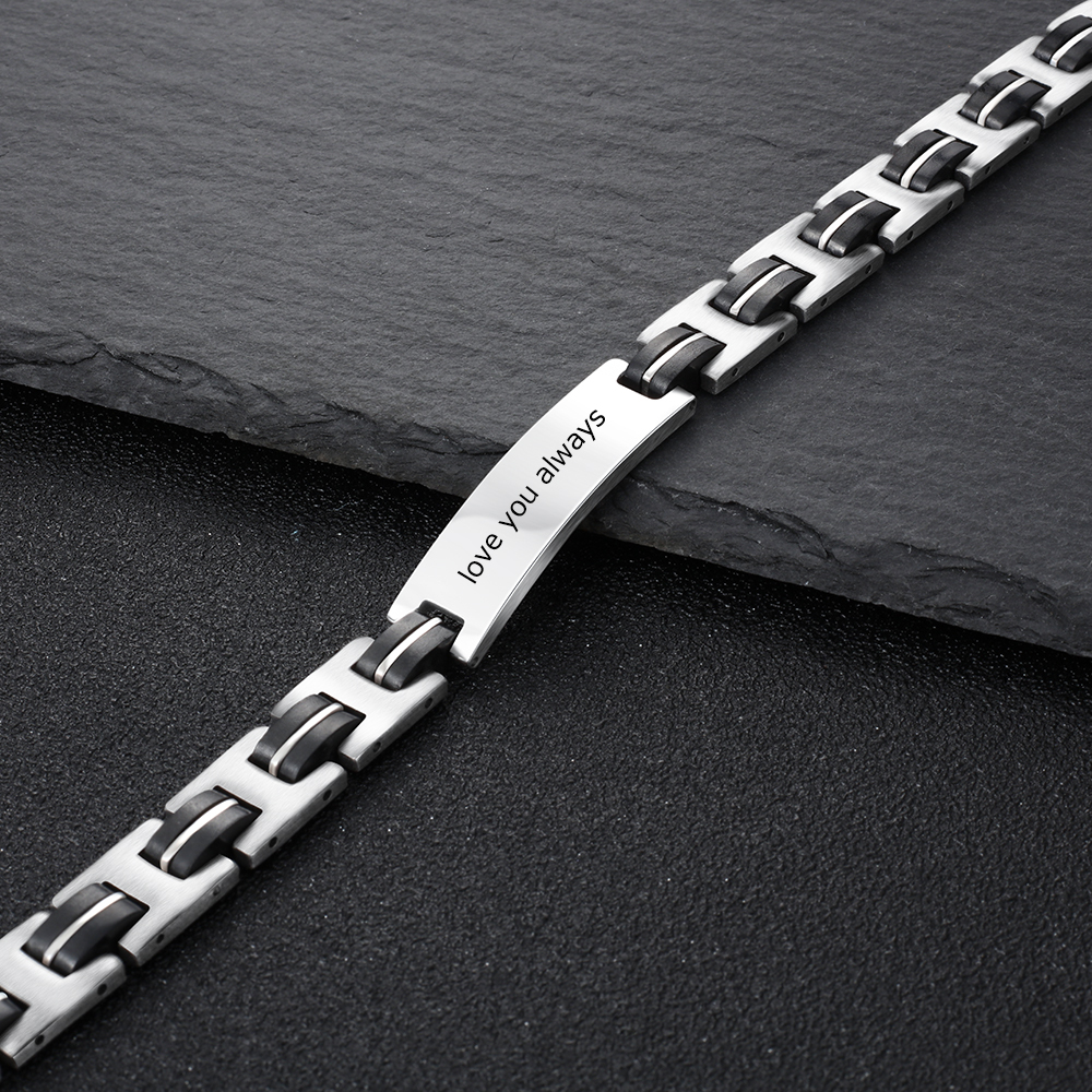 Coffret Cadeau 3PCS - Portefeuille Bracelet et Stylo Prénom et Texte Personnalisés avec Photo Cadeau pour Homme | Jessemade