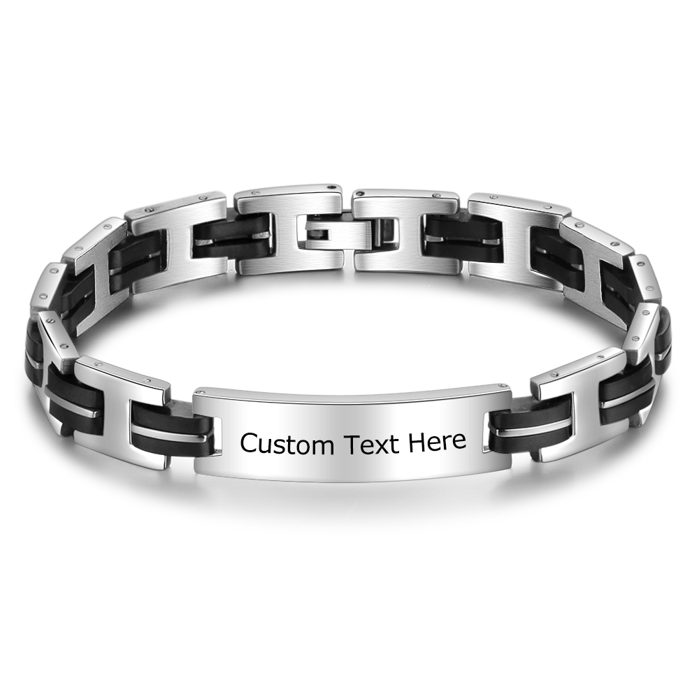 Coffret Cadeau 3PCS - Portefeuille en cuir Bracelet et Stylo 1 Prénom et Texte Personnalisés avec Photo pour Homme ou Papa | Jessemade